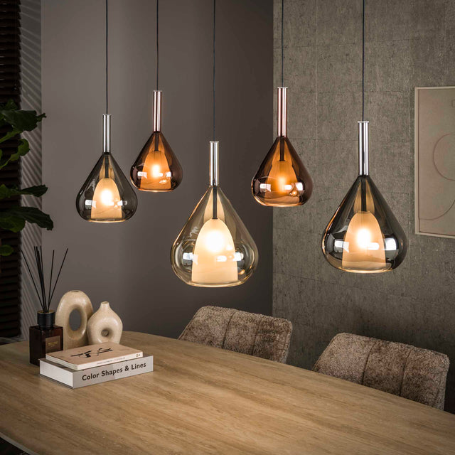 Hanging lamps - Modern Hanging Lamp Noxen 5 - light Colored Glass - Dimehouse