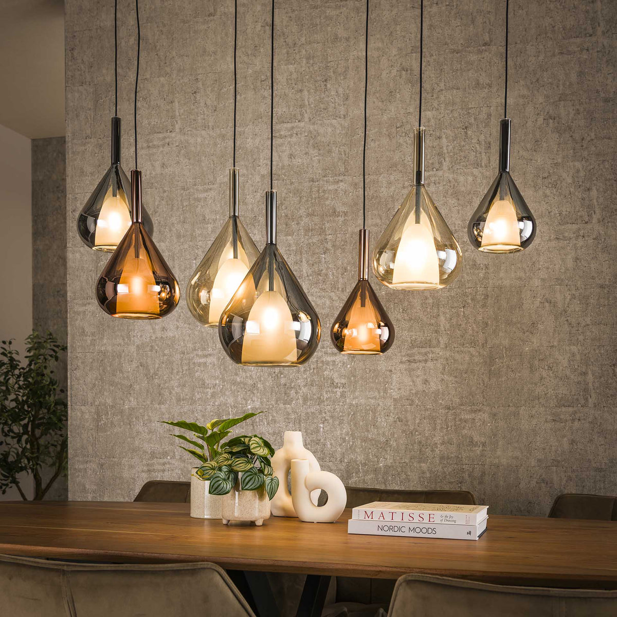 Hanging lamps - Modern Hanging Lamp Noxen 7 - light Colored Glass - Dimehouse