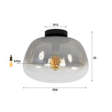 Hanging lamps - Ceiling lamp Noma Shaded Smoke Gray Glass 36 cm - Dimehouse