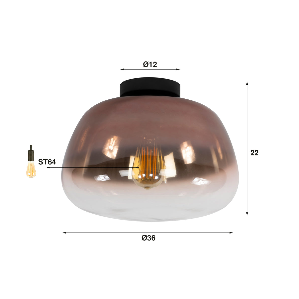 Hanging lamps - Ceiling lamp Noma Shaded Copper Ø36 cm - Dimehouse