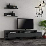 TV Furniture - TV Furniture Set Gara Anthracite Melamine 180x42x32 cm - Dimehouse