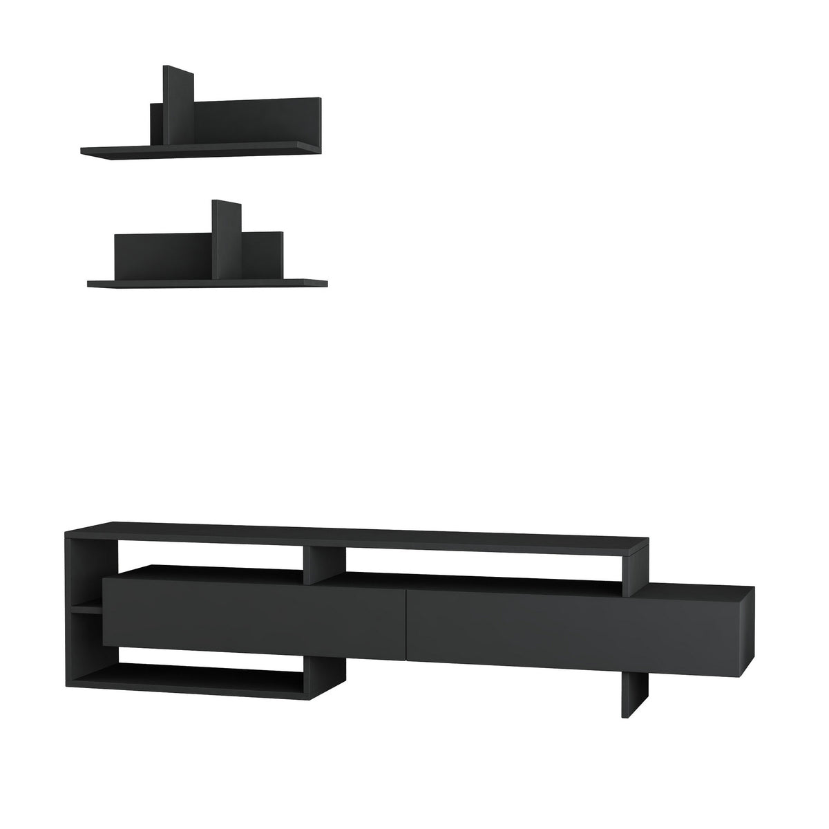TV Furniture - TV Furniture Set Gara Anthracite Melamine 180x42x32 cm - Dimehouse