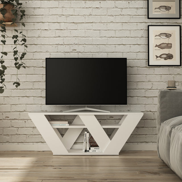 TV Furniture - TV Furniture Pipralla White Melamine 110x40x30 cm - Dimehouse