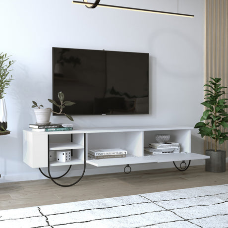 TV Furniture - TV Furniture Norfolk White Melamine 150x44x36 cm - Dimehouse