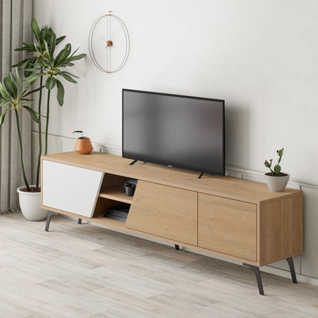 TV Furniture - TV Furniture Fiona Oak White Melamine 180x48x35.6 cm - Dimehouse