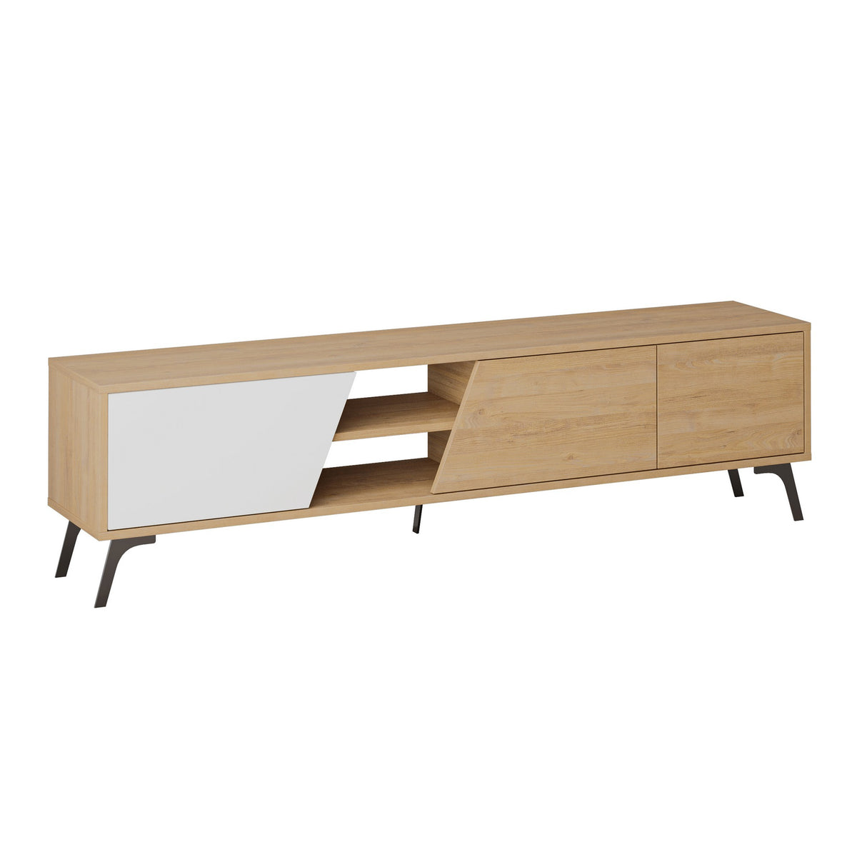 TV Furniture - TV Furniture Fiona Oak White Melamine 180x48x35.6 cm - Dimehouse