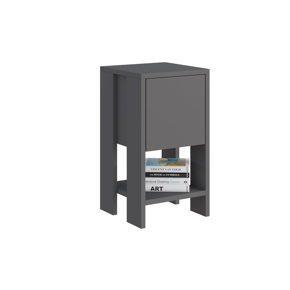 Bedside tables - Bedside table Ema Anthracite Melamine 30x55x30 cm - Dimehouse