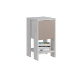 Bedside tables - Bedside table Ema White Mocha Melamine 30x55x30 cm - Dimehouse