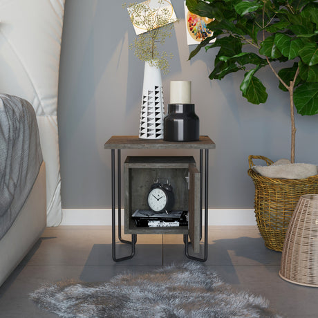 Bedside tables - Bedside table Acres Dark brown Melamine 40x45x40 cm - Dimehouse