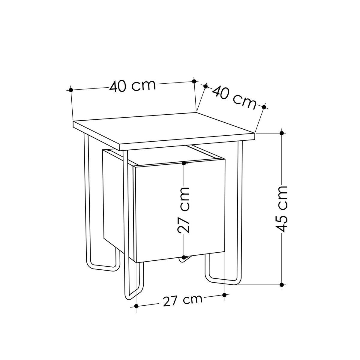 Bedside tables - Bedside table Acres Dark brown Melamine 40x45x40 cm - Dimehouse