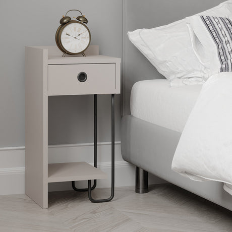 Bedside tables - Bedside table Sirius Left Mocha Melamine 32x61x30 cm - Dimehouse