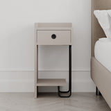 Bedside tables - Bedside table Sirius Left Mocha Melamine 32x61x30 cm - Dimehouse