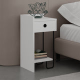 Bedside tables - Bedside table Sirius Left White Melamine 32x61x30 cm - Dimehouse