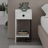 Bedside tables - Bedside table Sirius Left White Melamine 32x61x30 cm - Dimehouse