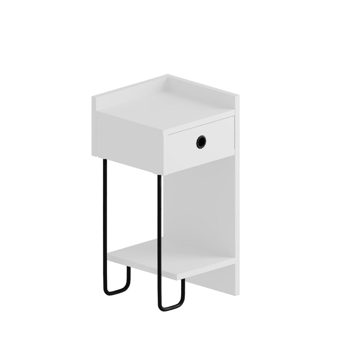Bedside tables - Bedside table Sirius Right White Melamine 32x61x30 cm - Dimehouse