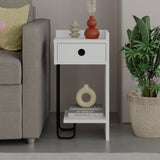 Bedside tables - Bedside table Sirius Right White Melamine 32x61x30 cm - Dimehouse