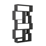 Bookcases - Asymmetrical bookcase anthracite melamine Karmato 96x168.5x25.5 cm - Dimehouse