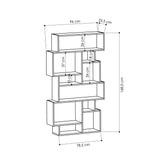 Bookcases - Asymmetrical bookcase anthracite melamine Karmato 96x168.5x25.5 cm - Dimehouse