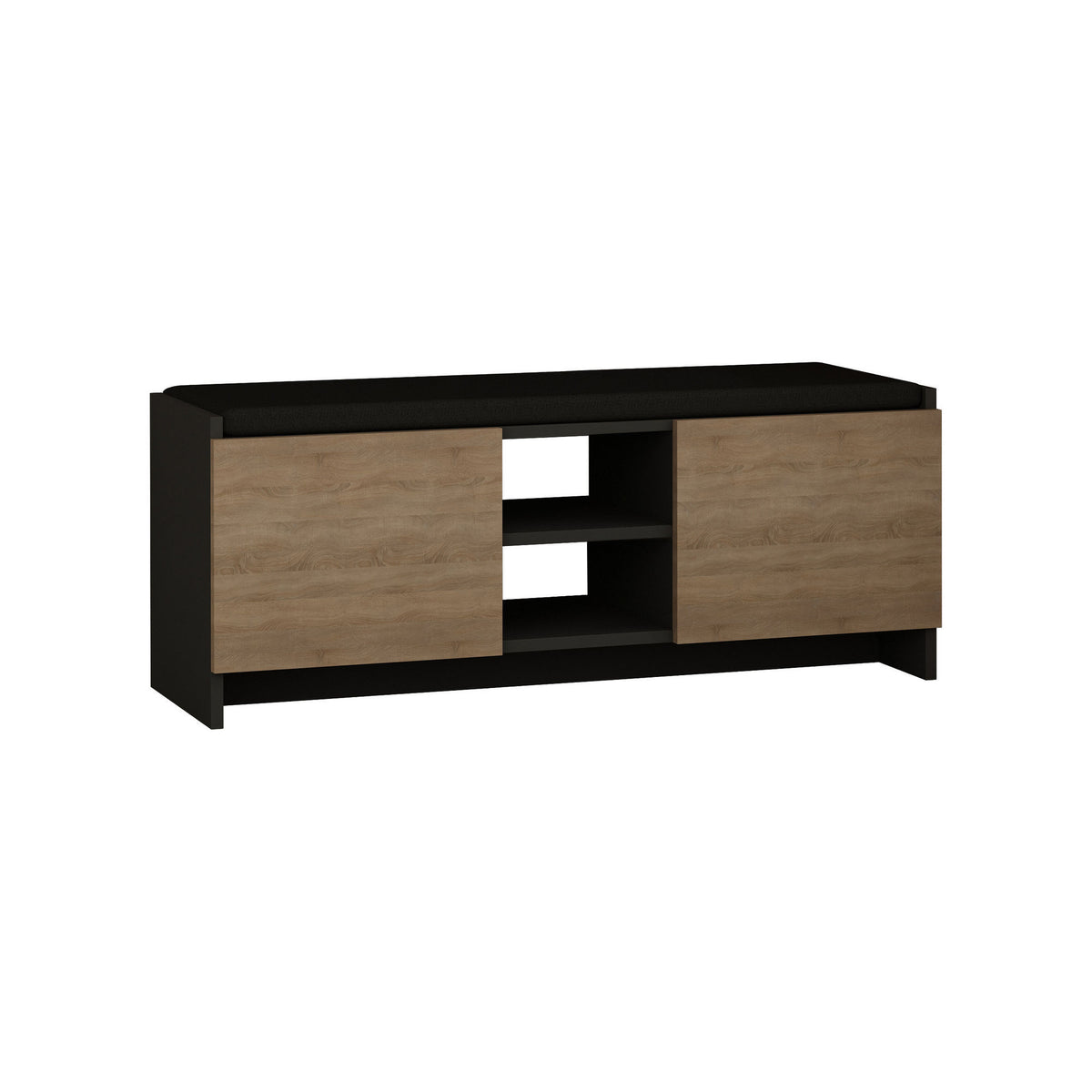Shoe cabinets - Shoe cabinet Oak with anthracite Melamine - six compartments - 110x43x37 cm - Zulla - Dimehouse