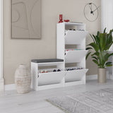 Shoe cabinets - Shoe cabinet Dude White Melamine 105x118.5x26 cm - Dimehouse