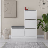 Shoe cabinets - Shoe cabinet Dude White Melamine 105x118.5x26 cm - Dimehouse