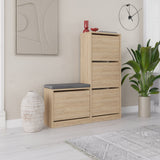 Shoe cabinets - Shoe cabinet Dude Oak Melamine 105x118.5x26 cm - Dimehouse