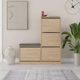 Shoe cabinets - Shoe cabinet Dude Oak Melamine 105x118.5x26 cm - Dimehouse