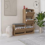 Shoe cabinets - Shoe cabinet Dude Natural Melamine 105x118.5x26 cm - Dimehouse