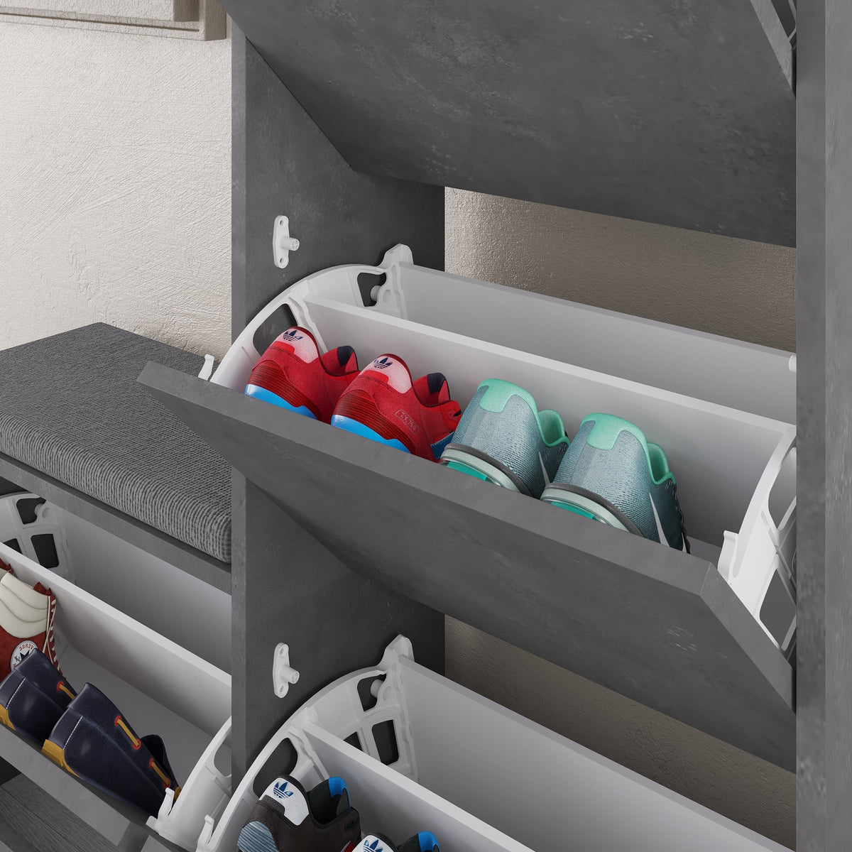 Shoe cabinets - Shoe cabinet Dude Gray Melamine 105x118.5x26 cm - Dimehouse