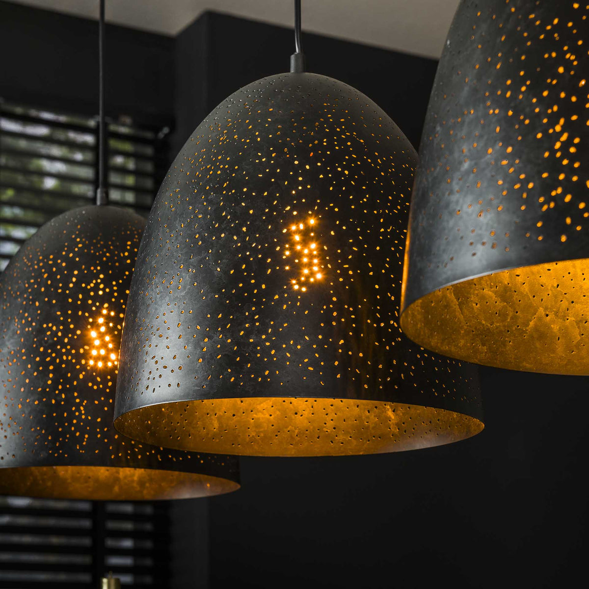 Hanging lamps - Industrial Hanging Lamp Kylian 3 - Light Metal Black - Dimehouse