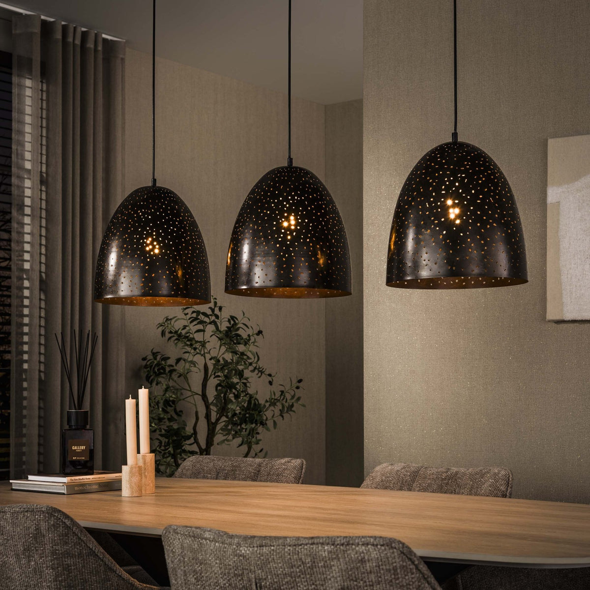 Hanging lamps - Industrial Hanging Lamp Kylian 3 - Light Metal Brown - Dimehouse