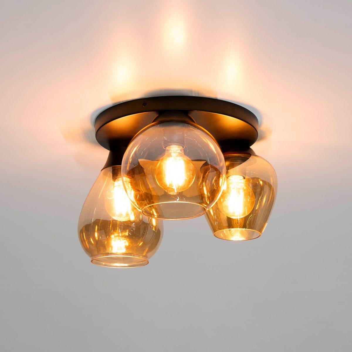 Ceiling lamp - Modern ceiling lamp 3 - light Felien amber glass - Dimehouse