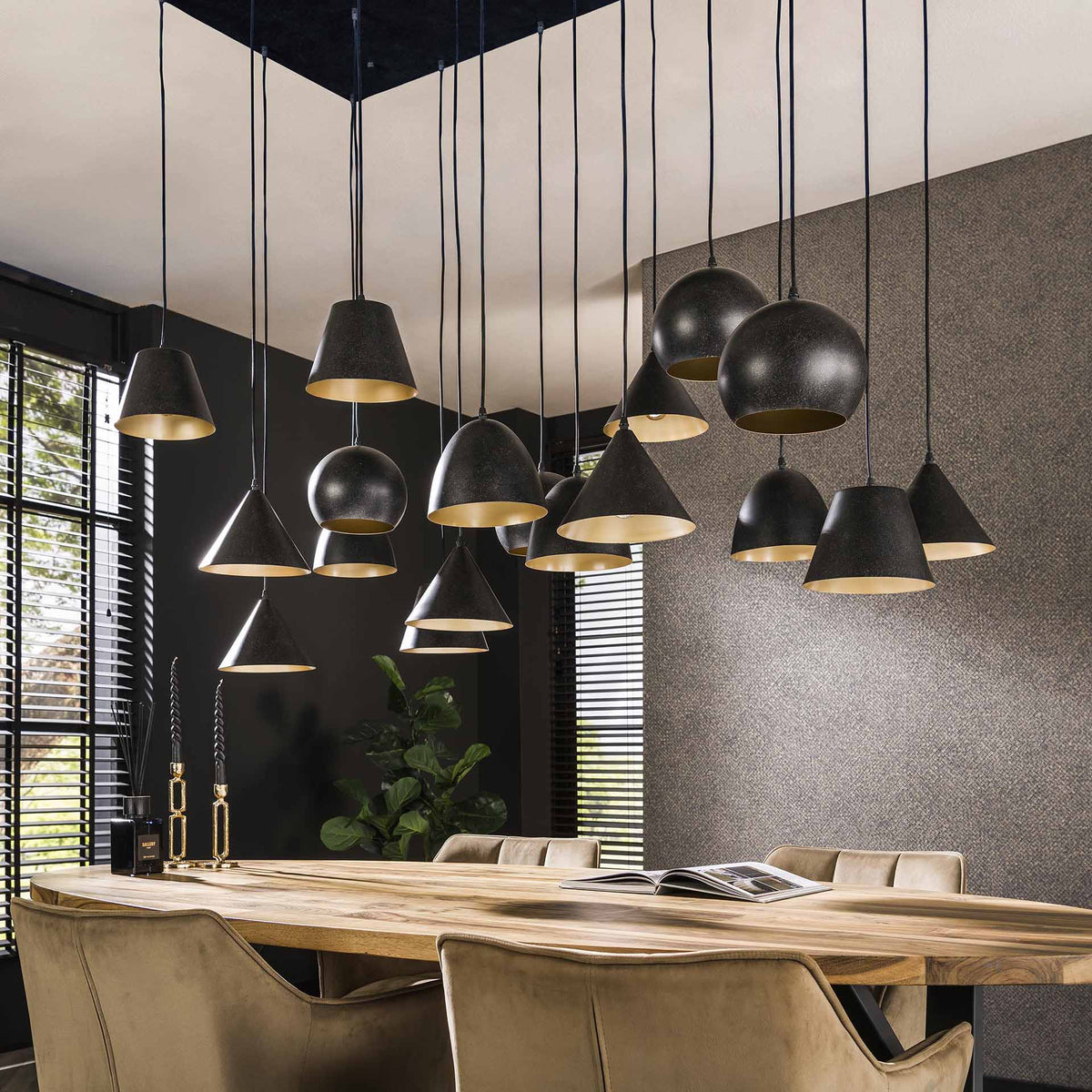 Hanging lamps - Hanging lamp Kane 18 - light metal black - Dimehouse