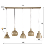 Hanging lamps - Hanging lamp Sienna 5 - light Beige 120 cm - Dimehouse