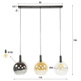 Hanging lamps - Hanging lamp 3 - light colored glass black metal Valeo 115 cm - Dimehouse