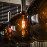 Hanging lamps - Hanging lamp 3 - light brown glass black metal Valeo 115 cm - Dimehouse