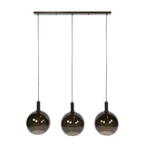 Hanging lamps - Hanging lamp 3 - light brown glass black metal Valeo 115 cm - Dimehouse