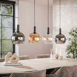 Hanging lamps - Hanging lamp 4 - light colored glass black metal Valeo 135 cm - Dimehouse