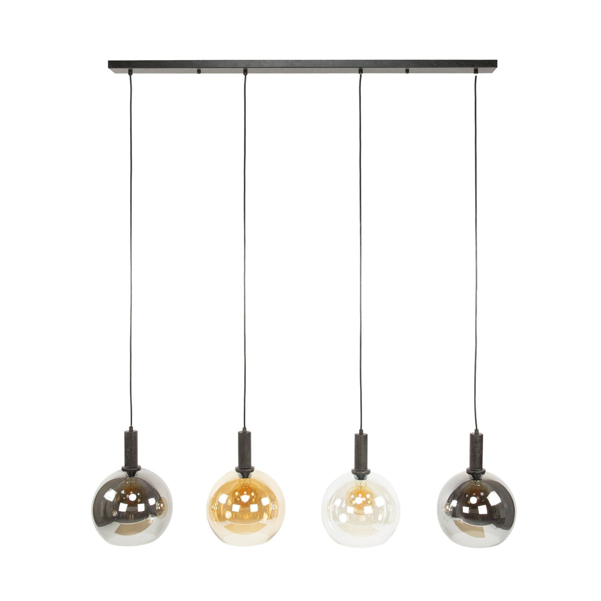 Hanging lamps - Hanging lamp 4 - light colored glass black metal Valeo 135 cm - Dimehouse