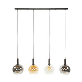 Hanging lamps - Hanging lamp 4 - light colored glass black metal Valeo 135 cm - Dimehouse
