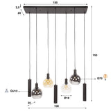 Hanging lamps - Hanging lamp 7 - light colored glass black metal Valeo 110 cm - Dimehouse