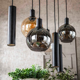 Hanging lamps - Hanging lamp 7 - light colored glass black metal Valeo 110 cm - Dimehouse