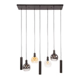 Hanging lamps - Hanging lamp 7 - light colored glass black metal Valeo 110 cm - Dimehouse