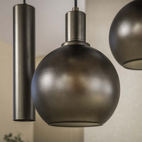 Hanging lamps - Hanging lamp 7 - light brown frosted glass bronze metal Valeo 110 cm - Dimehouse