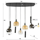Hanging lamps - Hanging lamp 9 - light colored glass black metal Valeo 110 cm - Dimehouse