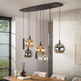 Hanging lamps - Hanging lamp 9 - light colored glass black metal Valeo 110 cm - Dimehouse