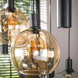Hanging lamps - Hanging lamp 9 - light colored glass black metal Valeo 110 cm - Dimehouse