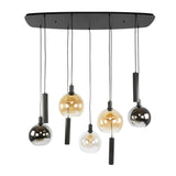Hanging lamps - Hanging lamp 9 - light colored glass black metal Valeo 110 cm - Dimehouse