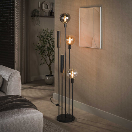 Floor lamps - Floor lamp 5 - light stepped colored glass black metal Valeo - Dimehouse