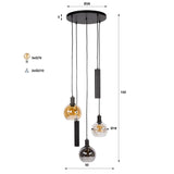 Hanging lamps - Hanging lamp 5 - light stepped colored glass black metal Valeo - Dimehouse